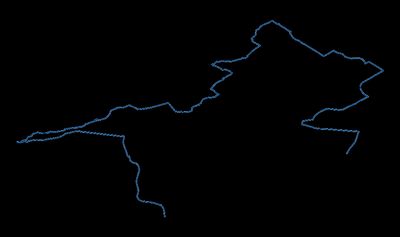 Plotted GPS track of our first walk together, a jagged line nothing like a smooth circle